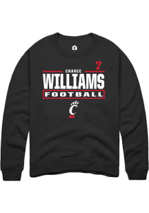 Chance Williams Cincinnati Bearcats Mens Black Football NIL Stacked Box Player Crew