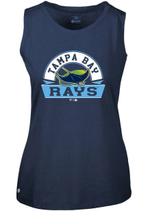 Levelwear Tampa Bay Rays Womens Navy Blue Macy Banner Arch Tank Top