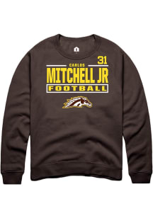 Carlos Mitchell Jr Western Michigan Broncos Mens Brown Football NIL Stacked Box Player Crew