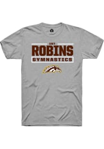 Amy Robins Western Michigan Broncos Grey NIL Stacked Box Short Sleeve Player T Shirt