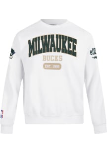 Pro Standard Milwaukee Bucks Mens White City Arch Long Sleeve Fashion Sweatshirt
