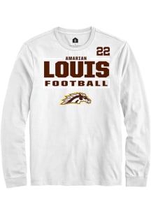 Amarian Louis Western Michigan Broncos White Football NIL Stacked Box Long Sleeve Player T Shirt