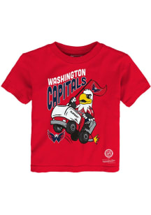 Slapshot  Mitchell and Ness Washington Capitals Toddler Red Mascot Riding Zamboni Short Sleeve T-S..
