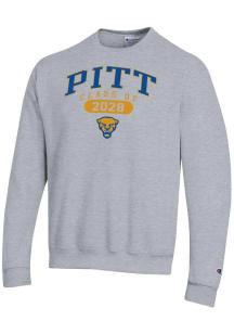 Champion Pitt Panthers Mens Grey Class of 2028 Powerblend Long Sleeve Crew Sweatshirt