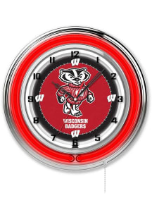 Wisconsin Badgers Mascot 19in Neon Wall Clock