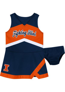 Illinois Fighting Illini Girls Navy Blue Cheer Captain Cheer Dress Set
