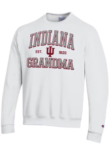 Champion Indiana Hoosiers Mens White Est. Date Grandma Powerblend Long Sleeve Crew Sweatshirt