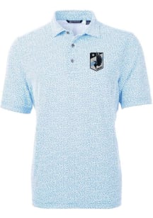 Cutter and Buck Minnesota United FC Mens Light Blue Virtue Eco Pique Botanical Short Sleeve Polo