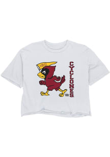 Iowa State Cyclones Womens White Boyfriend Crop Short Sleeve T-Shirt