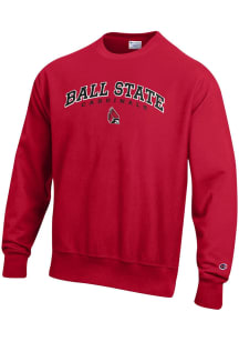 Champion Ball State Cardinals Mens Cardinal Double Arch Reverse Weave Long Sleeve Crew Sweatshirt