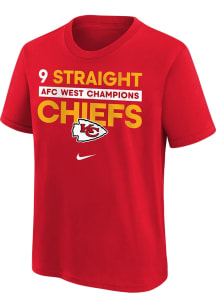 Nike Kansas City Chiefs Youth Red 2024 9 Straight Division Champs Short Sleeve T-Shirt