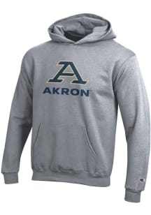 Champion Akron Zips Youth Grey Powerblend Long Sleeve Hoodie