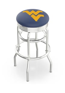West Virginia Mountaineers Double-Ring Swivel Chrome Pub Stool - Black