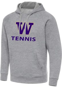 Antigua Washington Huskies Mens Grey Heather Tennis  Victory Long Sleeve Hoodie