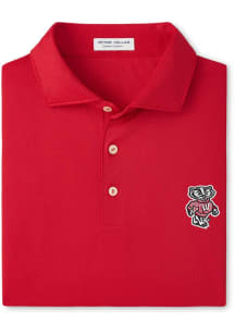 Peter Millar Wisconsin Badgers Mens Red Hugo Short Sleeve Fashion Polo