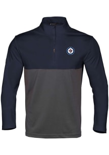Levelwear Winnipeg Jets Mens Navy Blue Pursue Embroidered 3D Patch Short Sleeve Qtr Zip