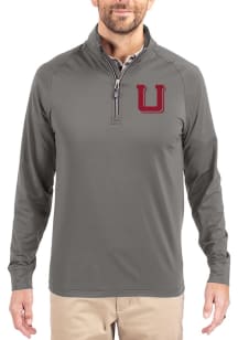 Cutter and Buck Utah Utes Mens Graphite Vault Adapt Eco Knit Long Sleeve Qtr Zip Pullover