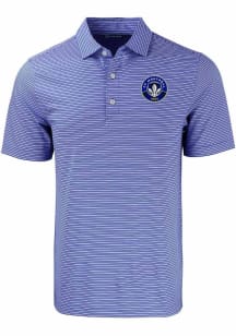 Cutter and Buck Montreal Impact Mens Blue Forge Double Stripe Short Sleeve Polo