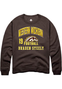 Braden Steely Western Michigan Broncos Mens Brown Football NIL Arch Logo Player Crew