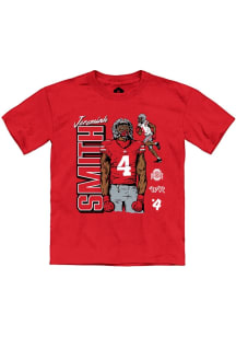 Jeremiah Smith Ohio State Buckeyes Youth Red Football Caricature Player Tee