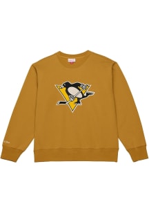 Mitchell and Ness Pittsburgh Penguins Mens Tan Dusted Ochre Collection Long Sleeve Fashion Sweatsh..