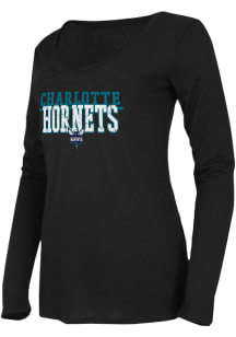 Charlotte Hornets Womens Black MARATHON LS Tee