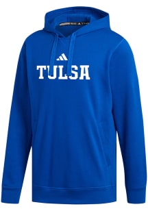 Adidas Tulsa Golden Hurricane Mens Blue Tulsa Wordmark Fleece Long Sleeve Hoodie