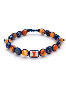 Illinois Fighting Illini Stainless Steel Beaded Thread Mens Bracelet