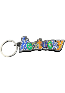 Kentucky Kentucky Script in Colorful Font Keychain - White