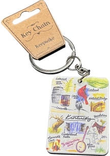 Kentucky Travel Journal Inspired Design Keychain - White