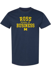 Michigan Wolverines Navy Blue Block Arch Ross School of Business Short Sleeve T Shirt