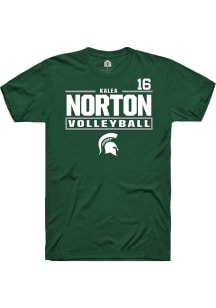 Kalea Norton Michigan State Spartans Green NIL Stacked Box Short Sleeve Player T Shirt