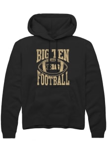 Rally Big Ten Mens Black Football Arch Design Long Sleeve Hoodie