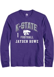 Jayden Rowe K-State Wildcats Purple Football NIL Arch Logo Long Sleeve Player T Shirt