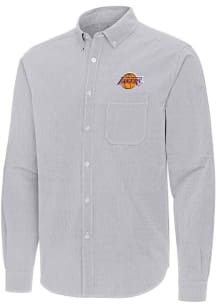 Antigua Los Angeles Lakers Mens Ash Porter Long Sleeve Dress Shirt