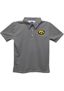 Vive La Fete Iowa Hawkeyes Youth Black Pencil Stripe Short Sleeve Polo Shirt