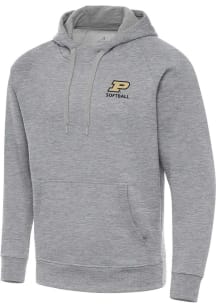 Antigua Purdue Boilermakers Mens Grey Heather Victory Softball Long Sleeve Hoodie