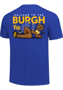 Pitt Panthers Youth Blue Mascot Cityscape Map Short Sleeve T-Shirt