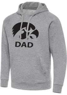 Antigua Iowa Hawkeyes Mens Grey Heather Dad Victory Long Sleeve Hoodie