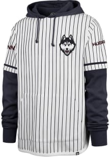 47 UConn Huskies Mens White PINSTRIPE LC DOUBLE HDR SS P M Fashion Hood