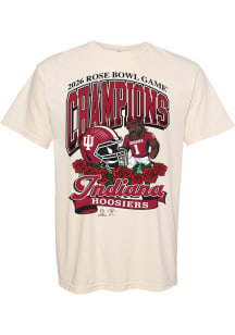 Something Inked Indiana Hoosiers Ivory 2026 Rose Bowl Champions Bison Helmet Short Sleeve T Shirt