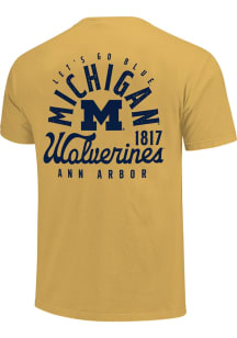 Michigan Wolverines Maize Mascot Overlay Short Sleeve T Shirt