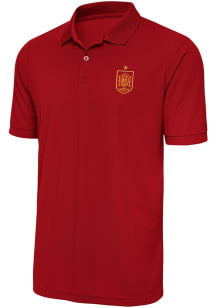 Antigua Spain National Team Mens Red Derive Short Sleeve Polo