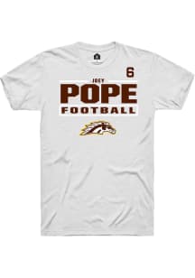 Joey Pope Western Michigan Broncos White Football NIL Stacked Box Short Sleeve Player T Shirt