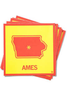 Ames Raygun Iowa Outline Stickers - Red