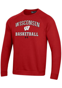 Under Armour Wisconsin Badgers Mens Red Rival Long Sleeve Crew Sweatshirt