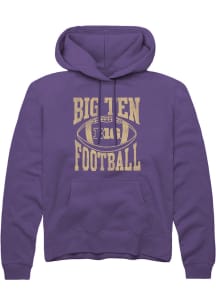Rally Big Ten Mens Purple Football Arch Long Sleeve Hoodie