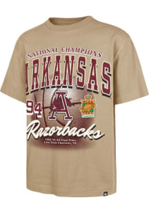 47 Arkansas Razorbacks Khaki 1994 Basketball National Champions Foundation Short Sleeve Fashion T..