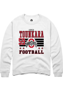 Ahmed Tounkara Ohio State Buckeyes Mens White Football NIL Striped Player Crew