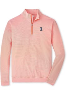 Peter Millar Illinois Fighting Illini Mens Orange Perth Sugar Stripe Long Sleeve Qtr Zip Pullover